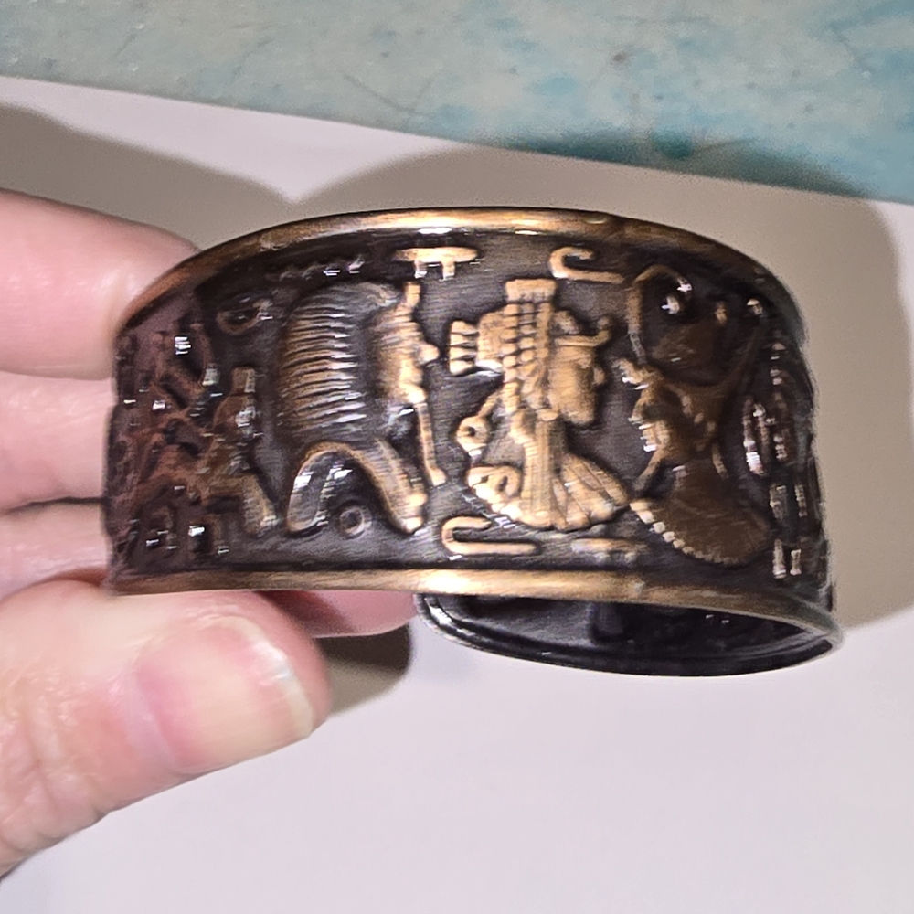 Vintage Egyptian Themed Cuff Bracelet